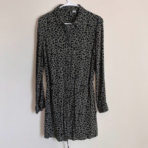 H&M Divided Olive Green Leopard Print Dress, Size 10